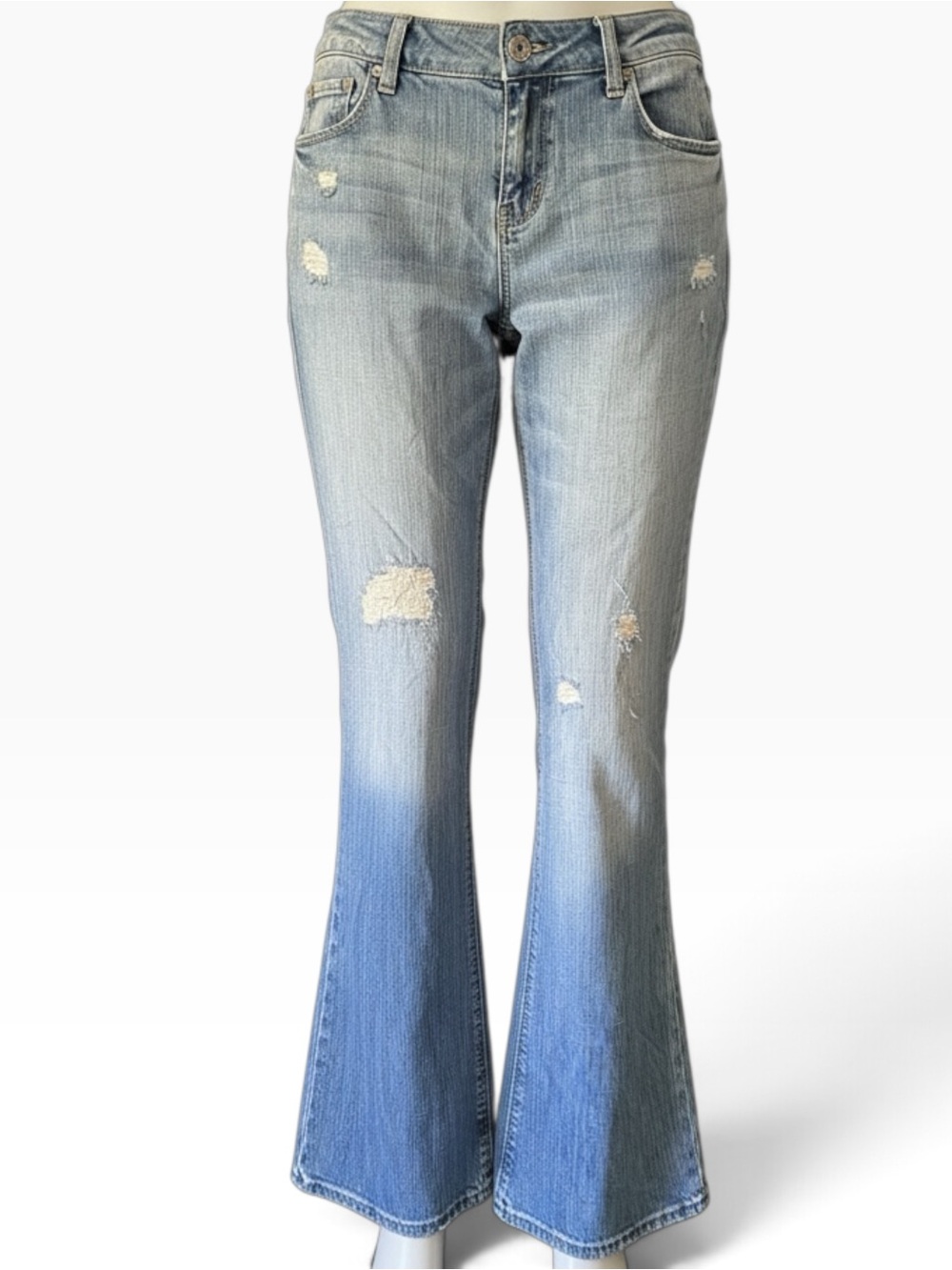 American Eagle Outfitters Blue Distressed Bootcut Jeans